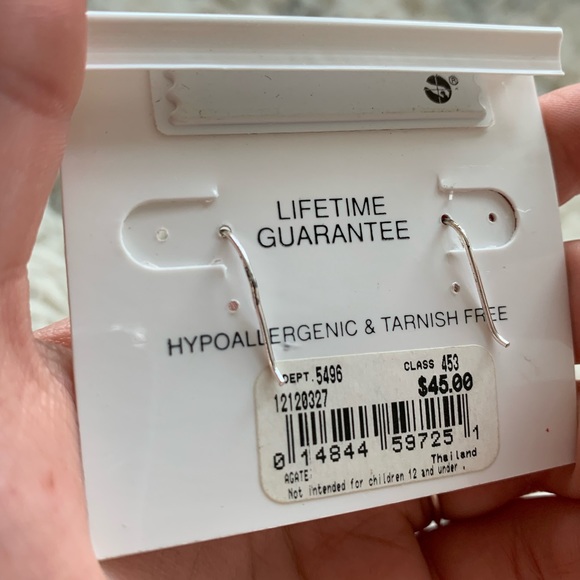 Sterling Silver Black Agate Earrings - Picture 5 of 6